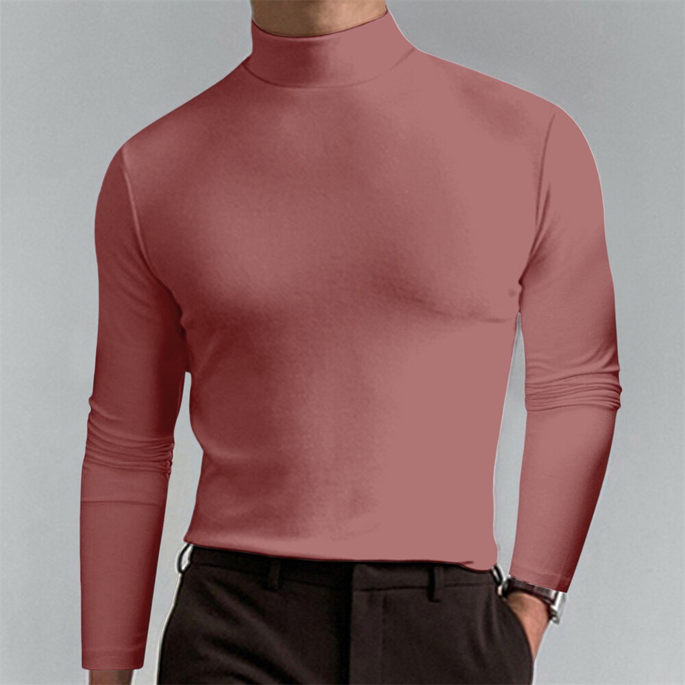 Men&rsquo;s Turtleneck Slim Fit Basic Tops Lightweight Pullover Long Sleeve T Shirt
