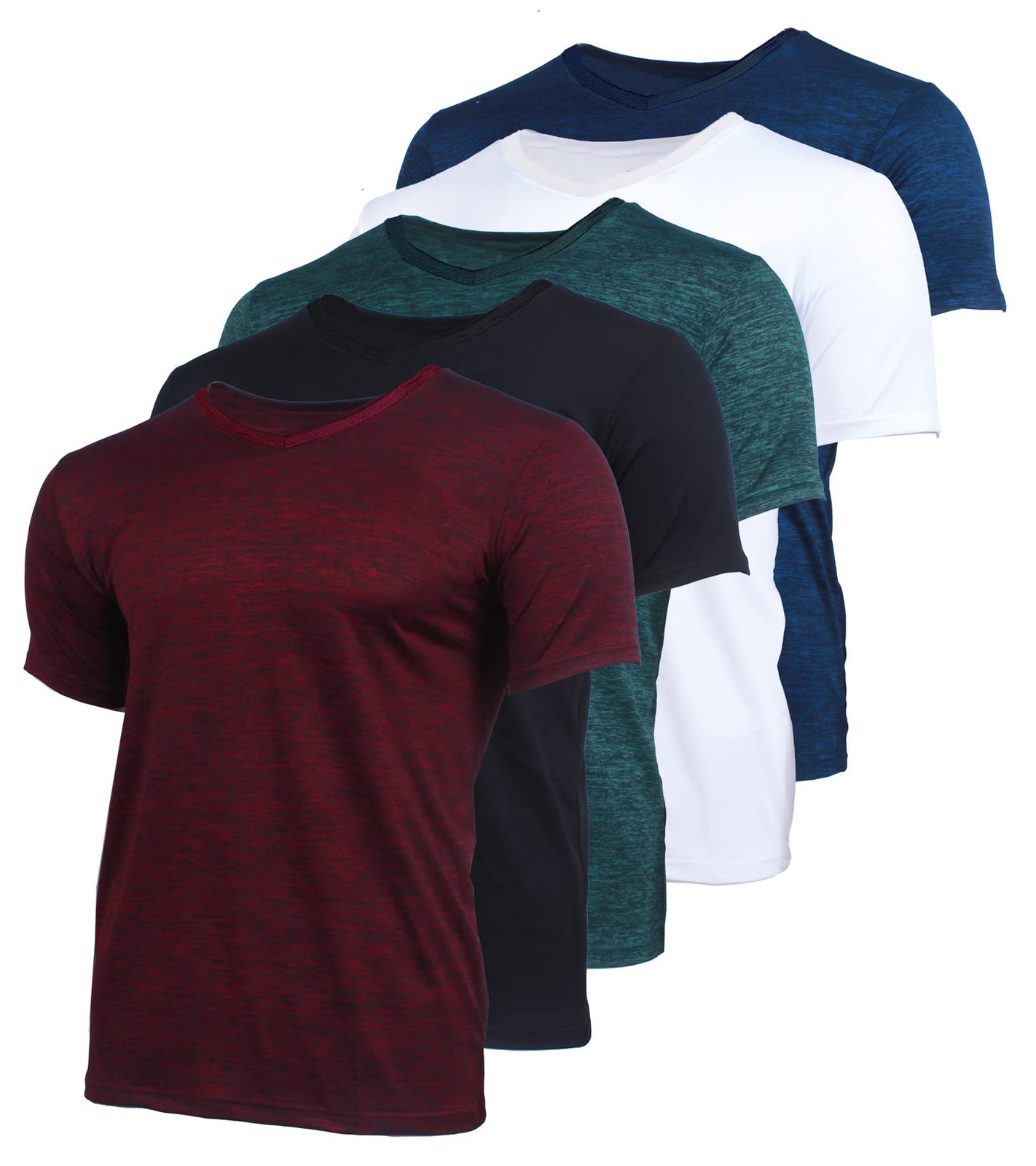 BROOKLYN VERTICAL Men’s 5-Pack V-Neck Quick Dry Moisture Wicking Active…