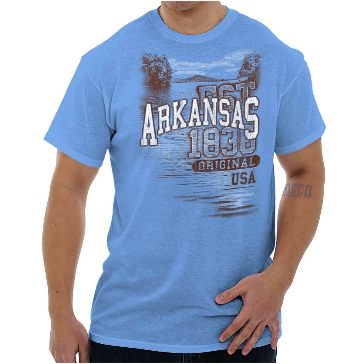 Arkansas The Natural State Camping Souvenir Adult Short Sleeve Crewneck Tee