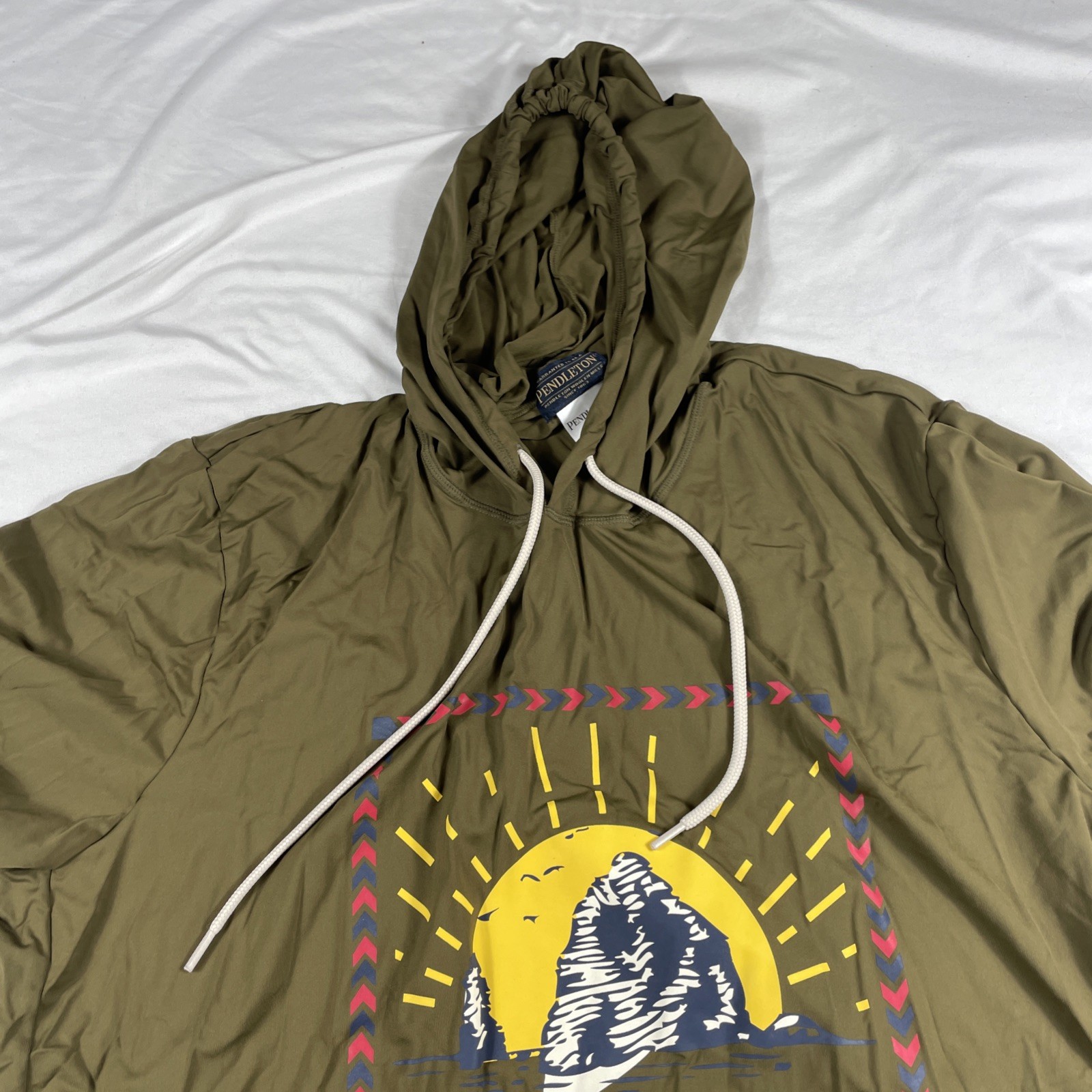 Pendelton Shirt Adult XL Green Rashguard Hoodie Pocket Drawstring UPF 50+ Mens
