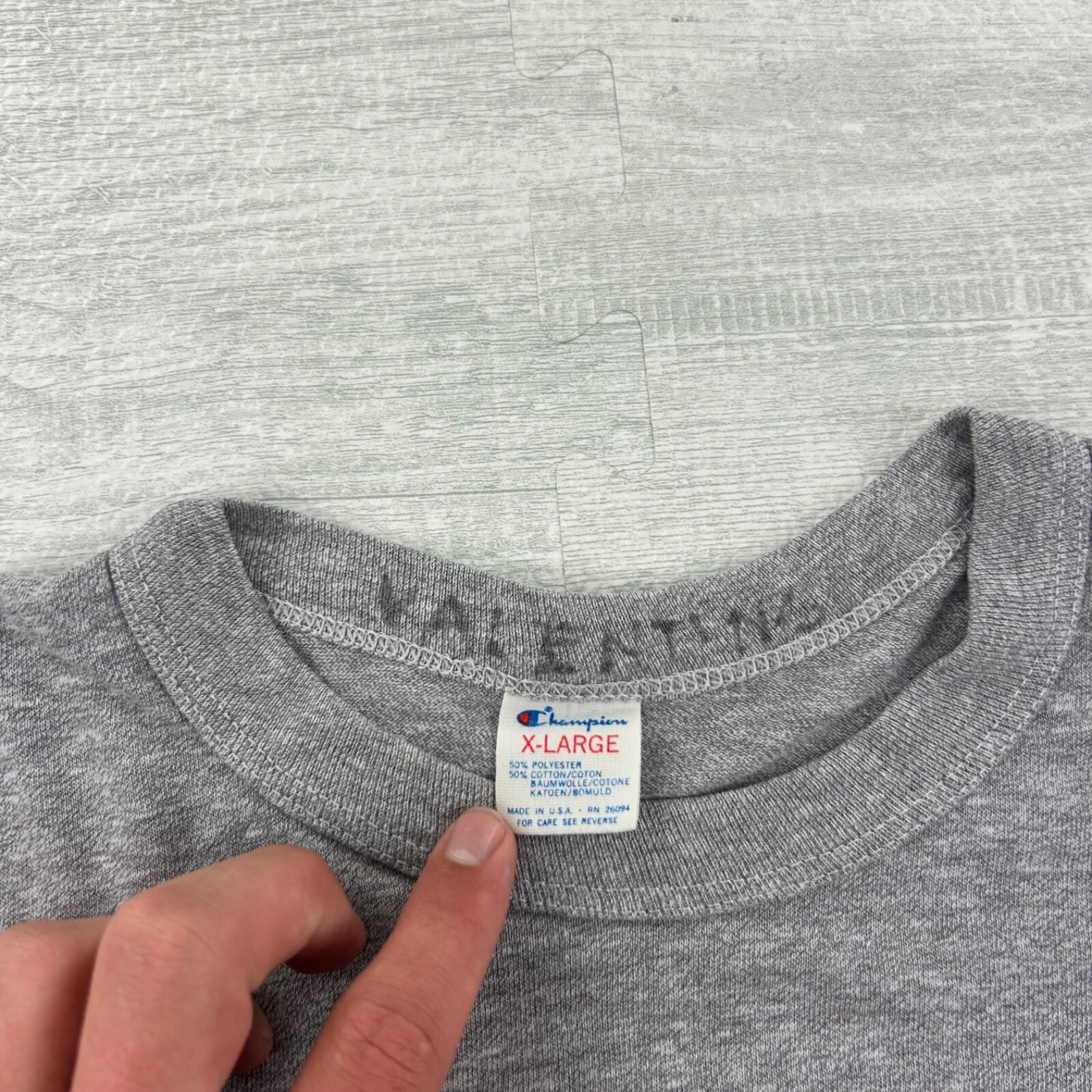 Vintage 80s Garezers Champion Shirt Size XL Gray Dievam Un Latvijai Town Nature