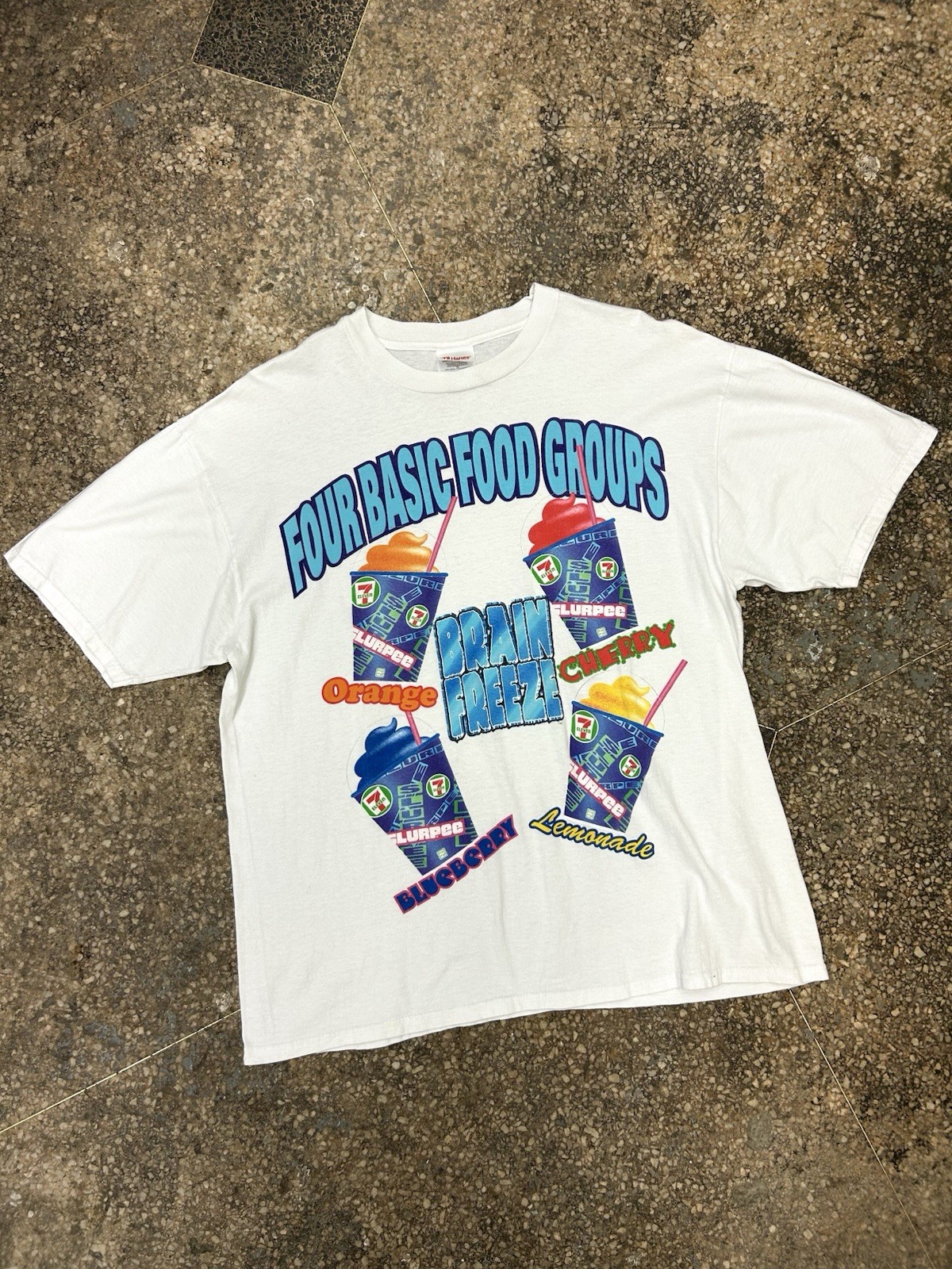 VTG 90s 7 Seven Eleven Slurpy T-Shirt Brain Freeze XL drink summer