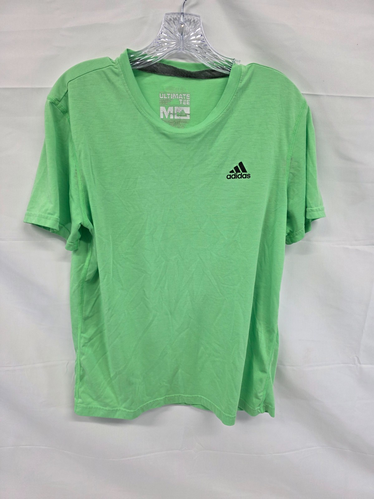 Adidas Ultimate Tee Mens Medium Green Climalite Short Sleeve Logo Athletic Shirt