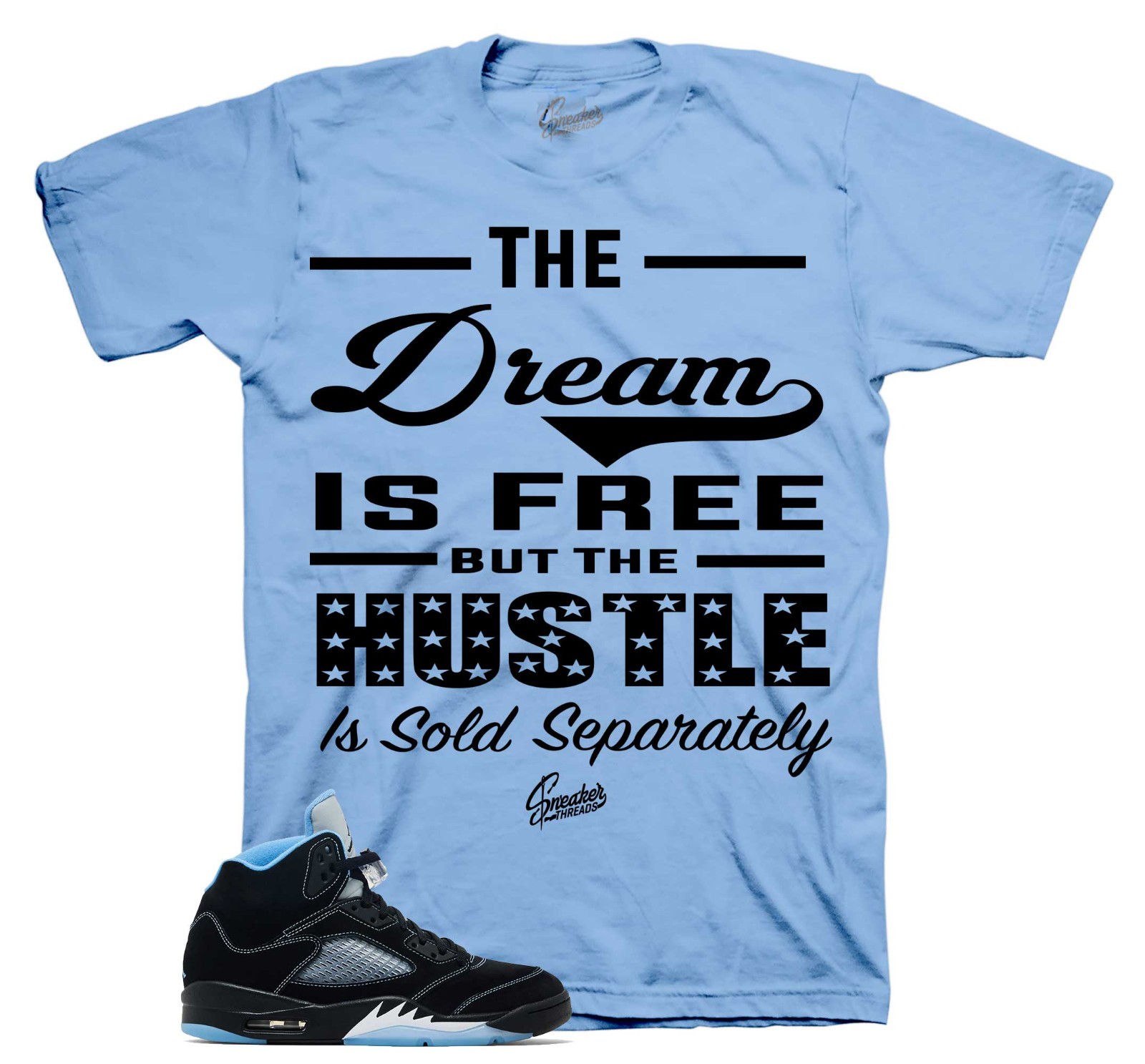 T-Shirt To Match Jordan 5 Black University Blue Sneakers – Sold Seperately Tees