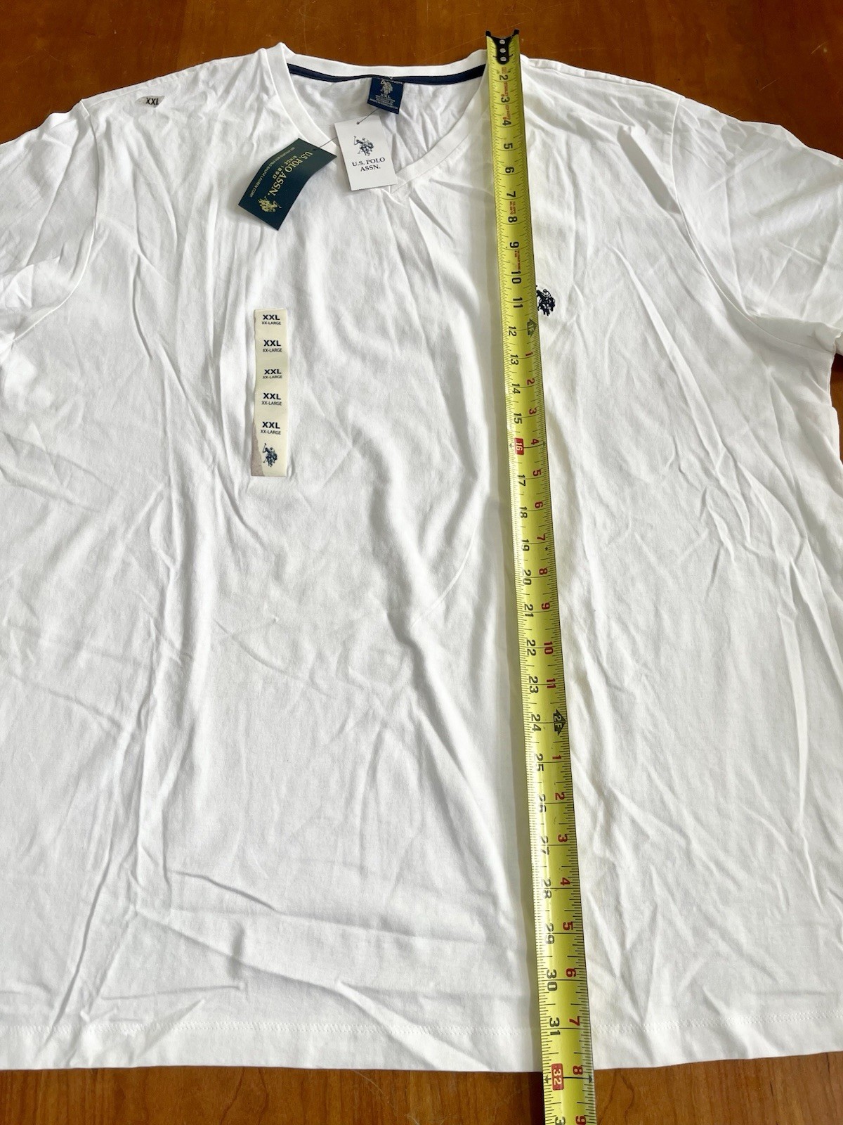 NWT U.S. Polo Assn. Men&rsquo;s Solid V-Neck Short Sleeve Cotton T-Shirt in White, XXL