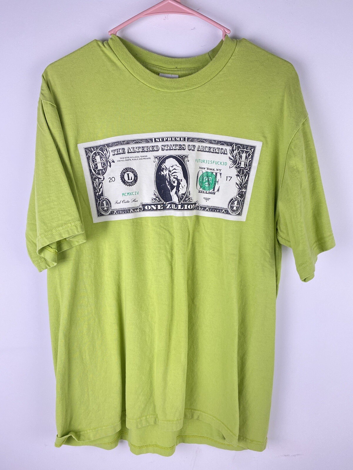 Supreme FW17 Dollar Tee Size Medium Lime Green Graphic Logo Authentic T Shirt