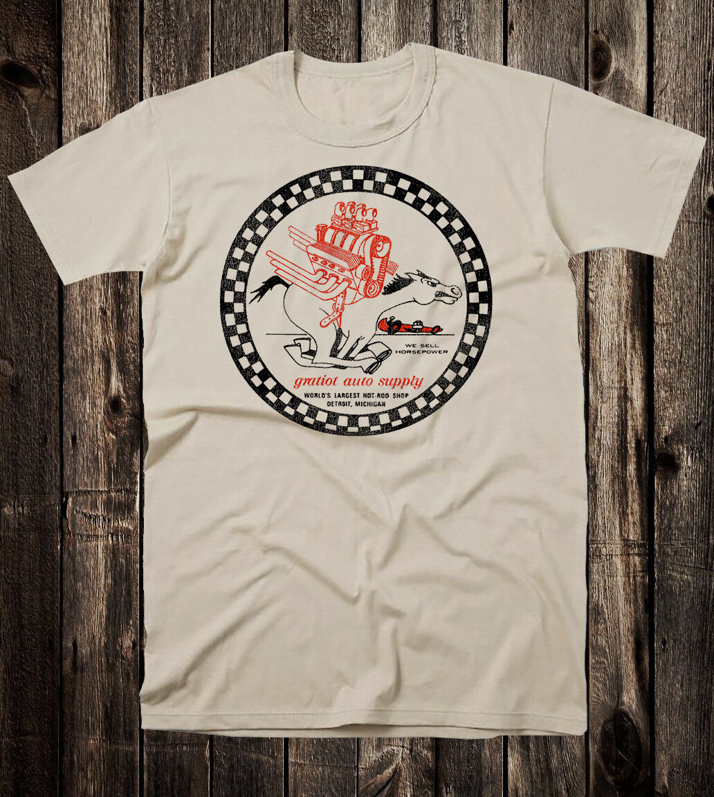 Hot Rod Tee T Shirt Drag Race 100% Cotton Gratiot Auto Supply Speed Shop