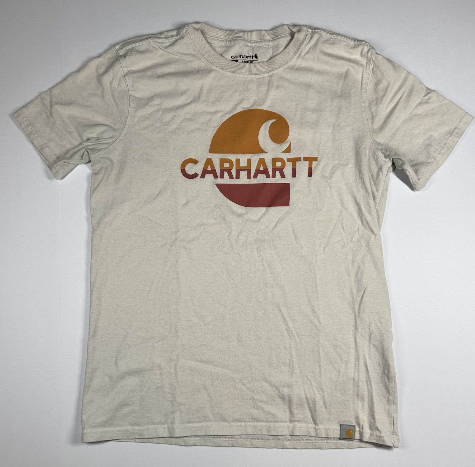 Carhartt Shirt Mens Small White Relaxed Fit Sunset Logo Graphic Loose fit Tee
