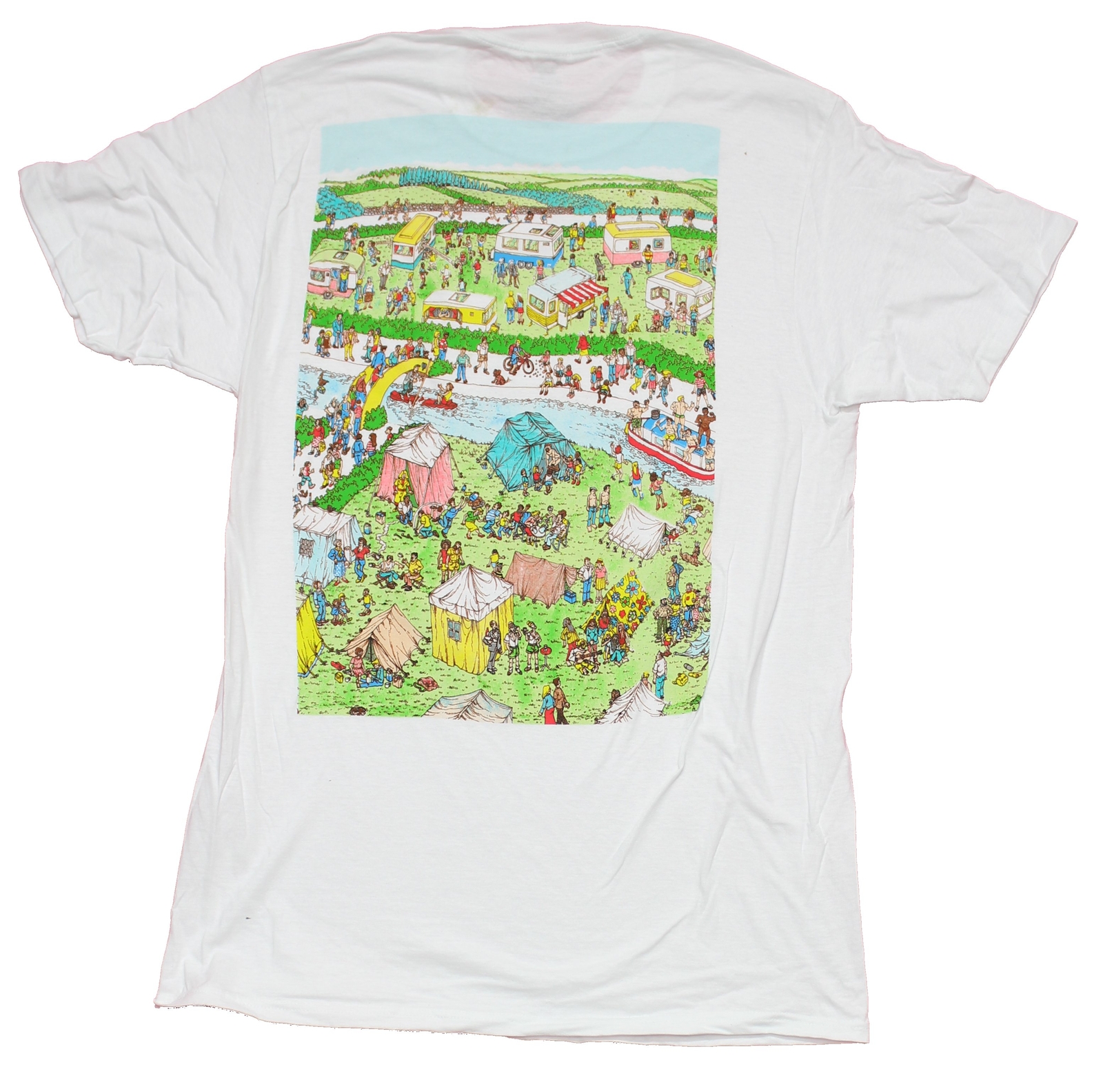 Where&rsquo;s Waldo Mens T-Shirt – Large Logo front River Scene Back