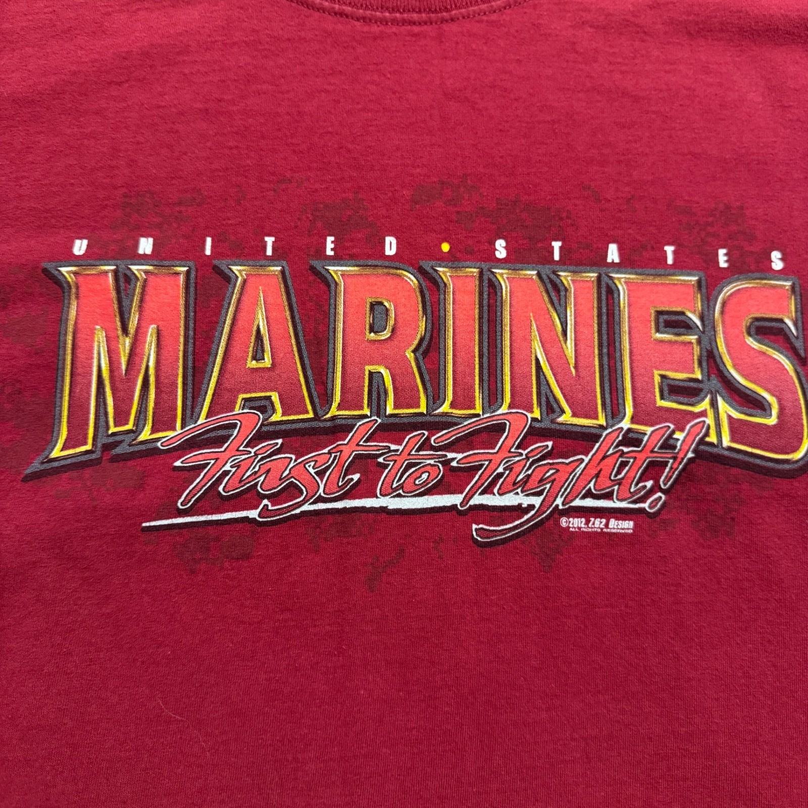 United States Marines T Shirt Mens 2XL Red First To Fight Double Graphic 7.62