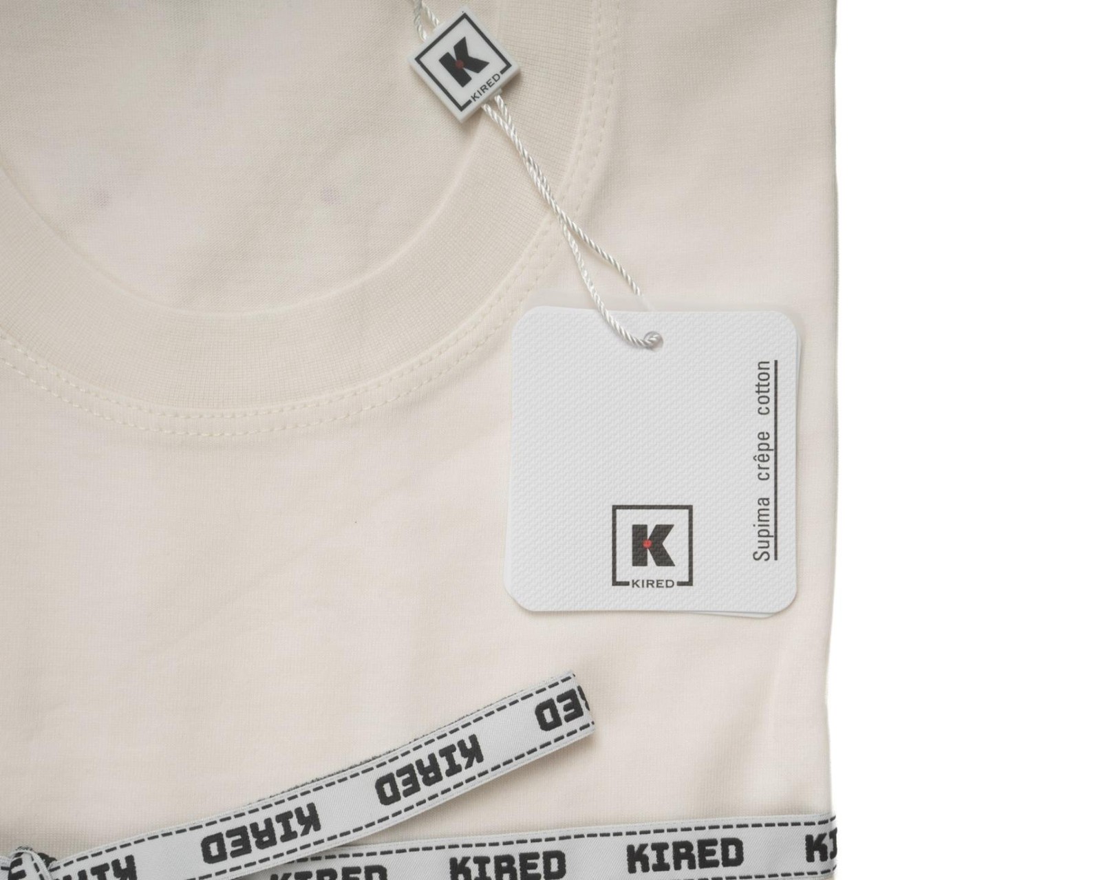 Kired by Kiton Ivory White Supima Crepe Cotton Short Sleeve T-Shirt S (48 IT)
