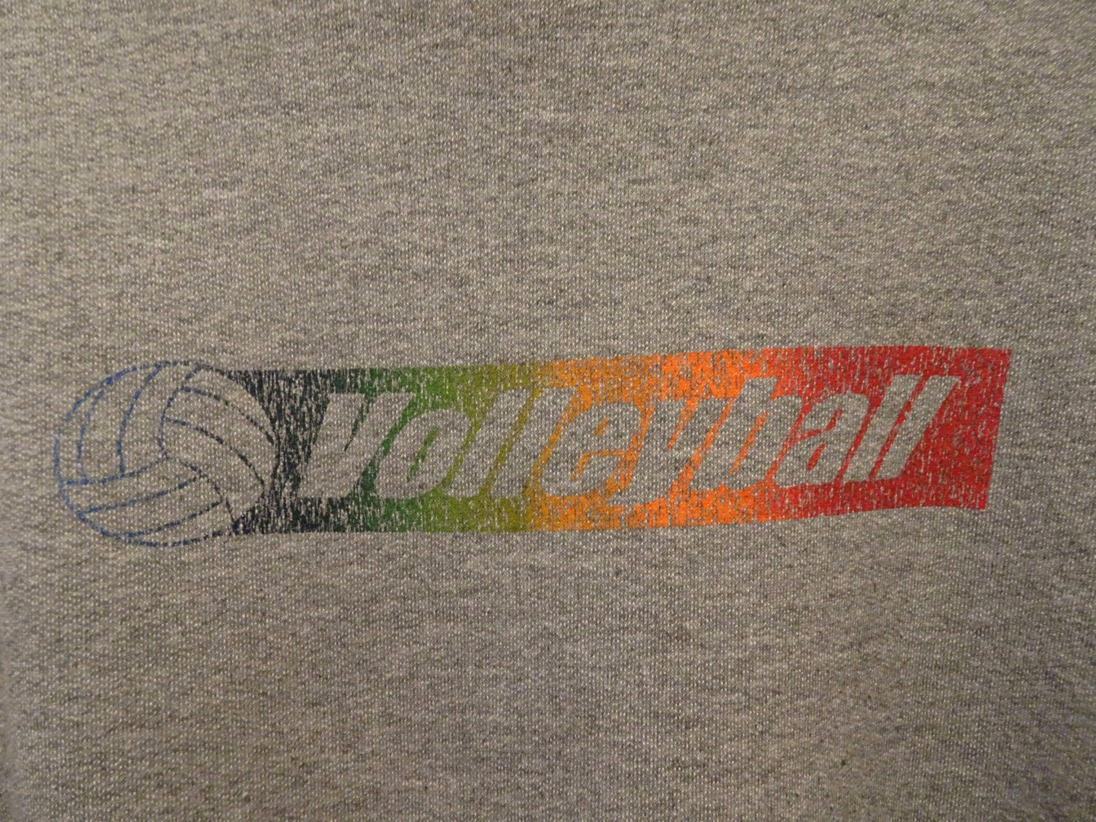 XL Vtg 90s Y2K Volleyball Rainbow Jerzees Gray 55/45 Boxy Hoodie Sweatshirt