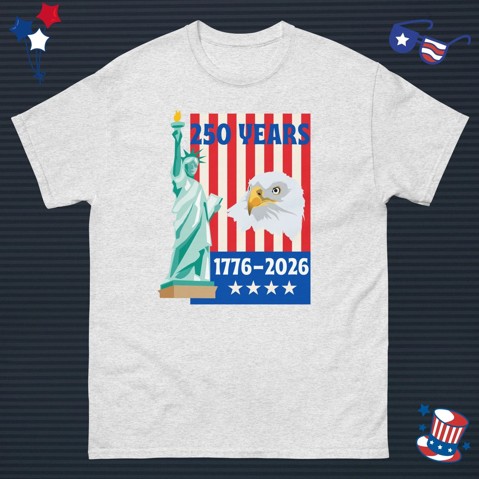 250 Years Anniversary Of Patriotic American Lady Liberty White T-Shirt