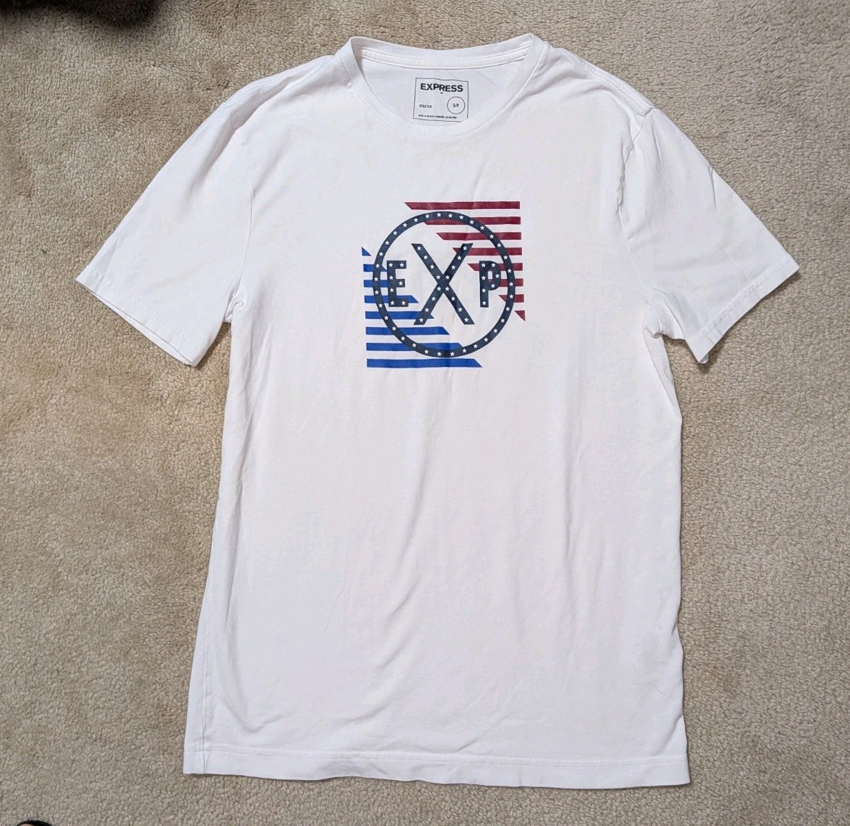 Men&rsquo;s Express Red White And Blue 4th Of July T-shirt White Size Small