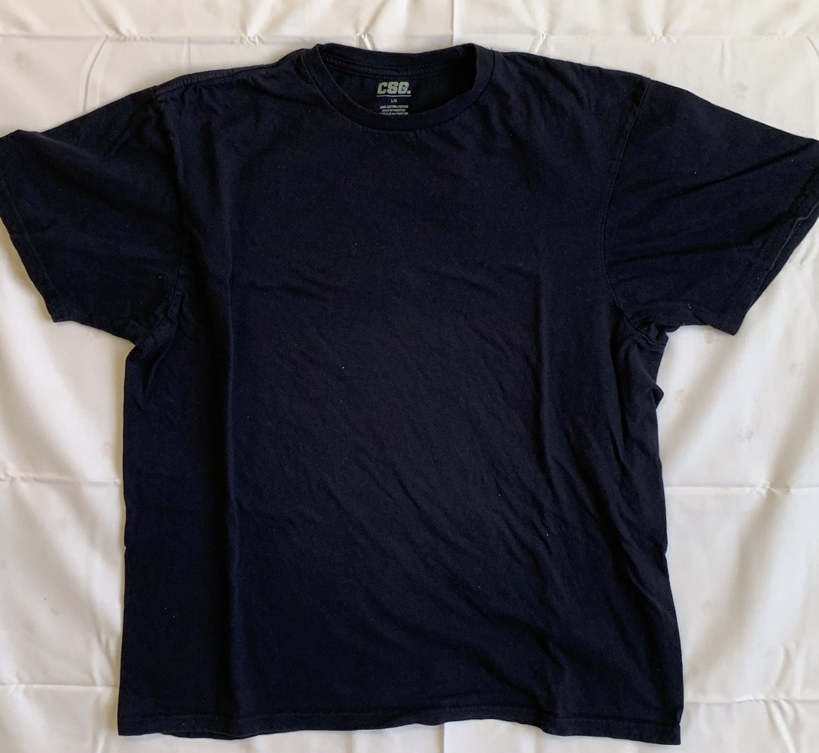 CSG Men&rsquo;s Black Cotton Crew Neck Short Sleeve T-Shirt Size L