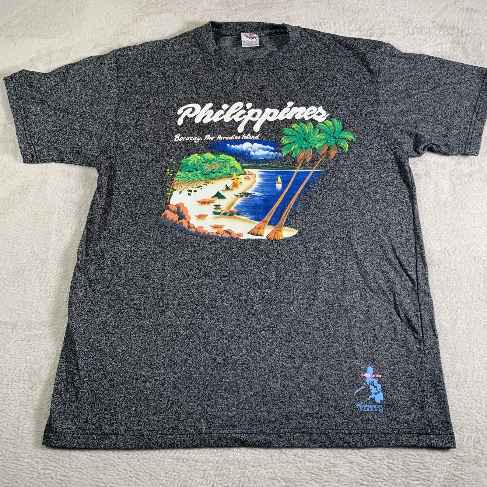 VTG Philippines Boracay Shirt Mens XL(Tag 2XL Fits XL) Dibuho Hand Painted Beach