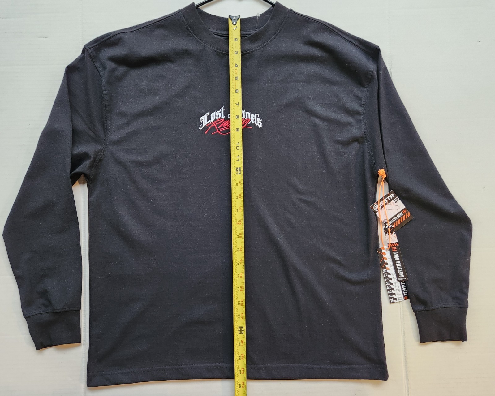 GSTR Men&rsquo;s Apparel Oversized Boxy Fit Black ong Sleeves T- Shirt – Medium