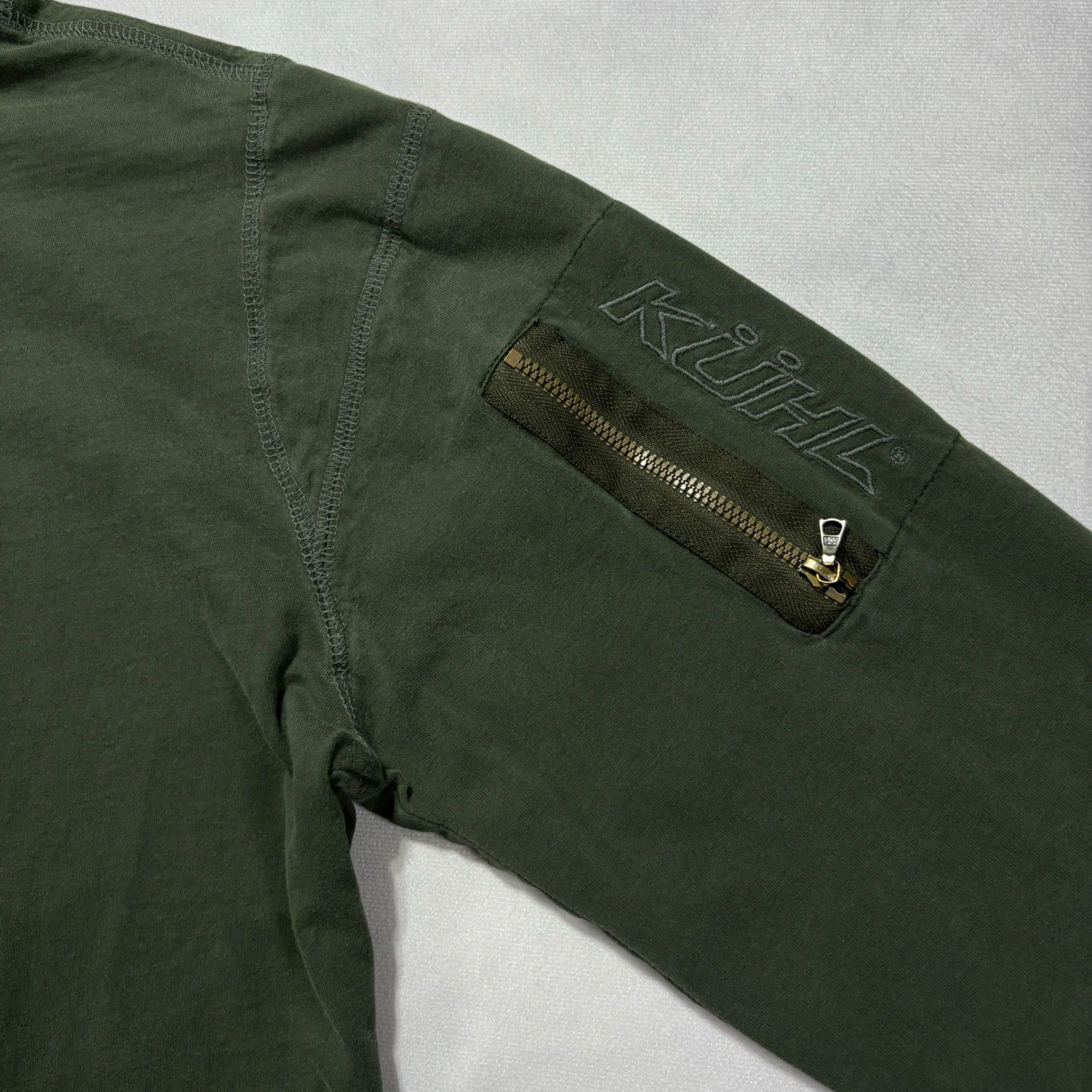 Kuhl Kommando Crew Shirt Men&rsquo;s Medium Green Long Sleeve Wildfibre Organic Cotton