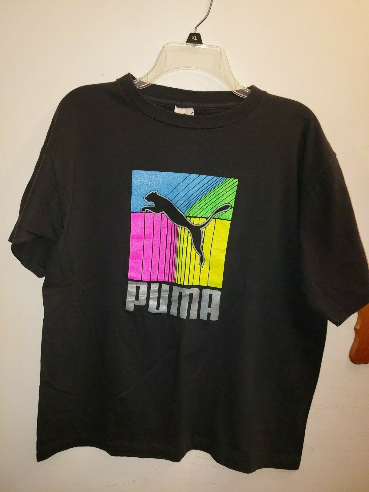teen large Puma shirt black  rectangular blue pink green yellow silver 