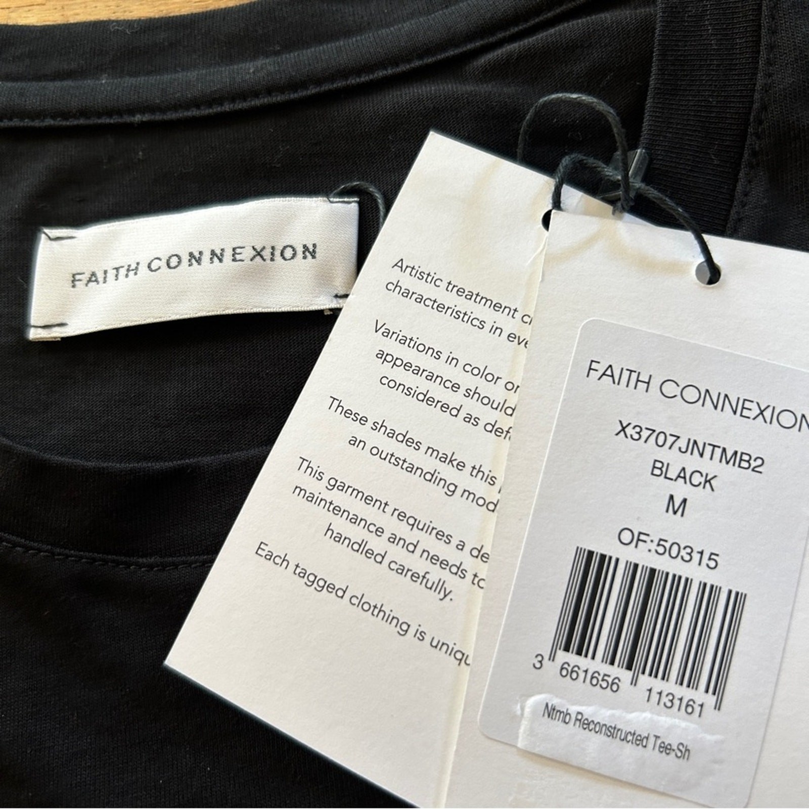 Faith Connexion Reconstructed Graphic Tee in Black/Multi Size Medium NWT