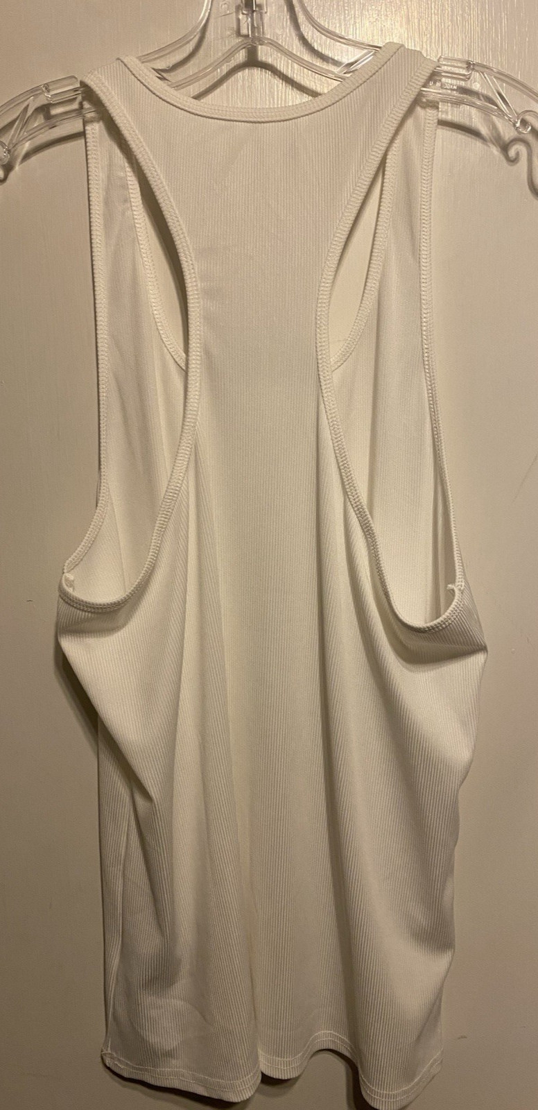 Ouku Mens size large Racerback Polyester blend stretch flat knit White NWT
