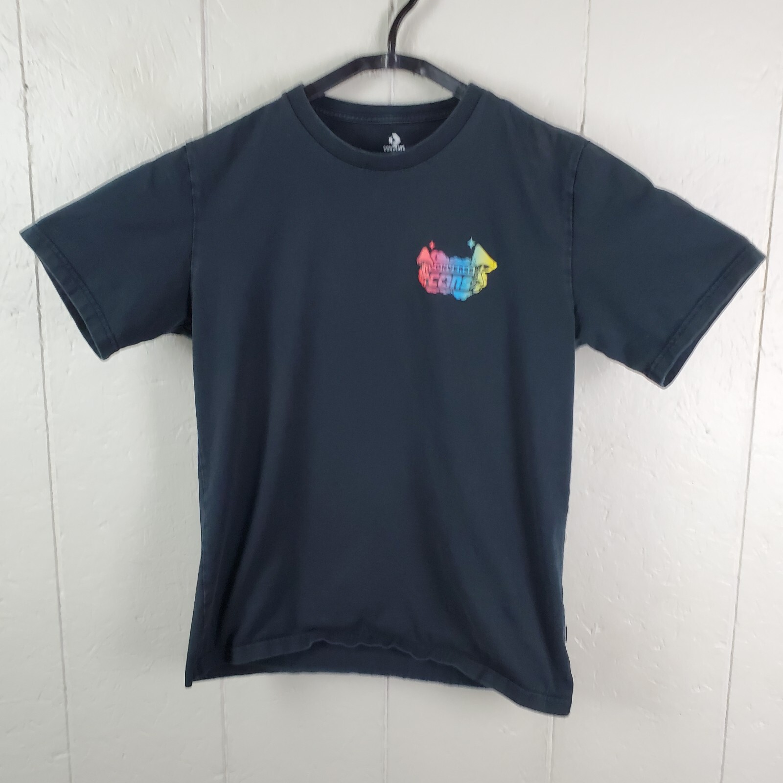 Converse Shirt Mens Medium Black Crew Neck Short Sleeve Graphic Stretch Pullover