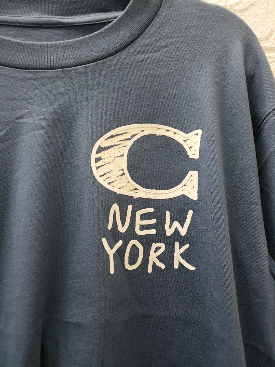 NEW Coach Men New York Long Sleeve TShirt Dark Denim Organic Cotton Sz XSmall US