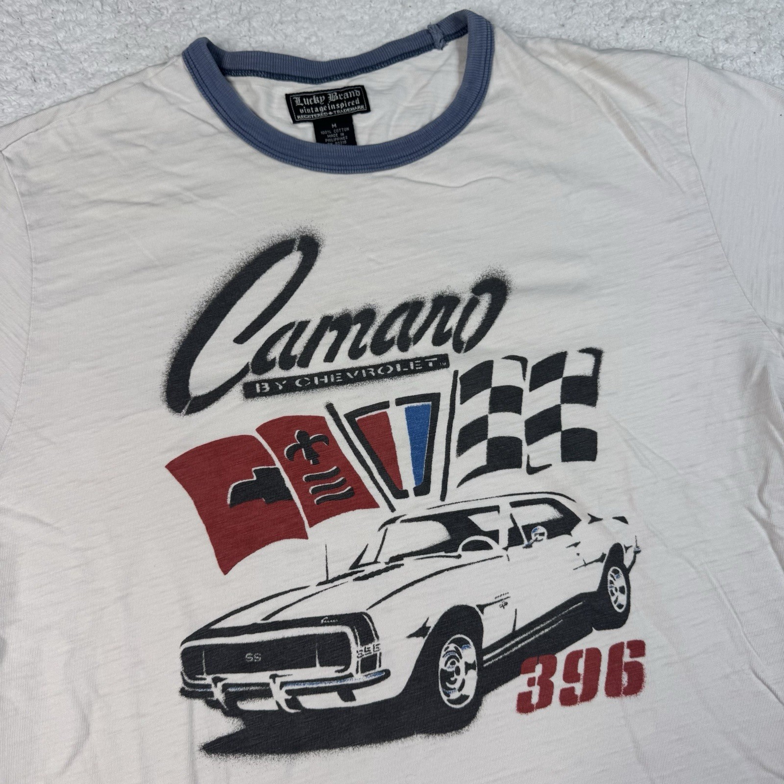 Lucky Brand Vintage x Chevrolet T-Shirt Mens Medium White Camaro 396 Chevy