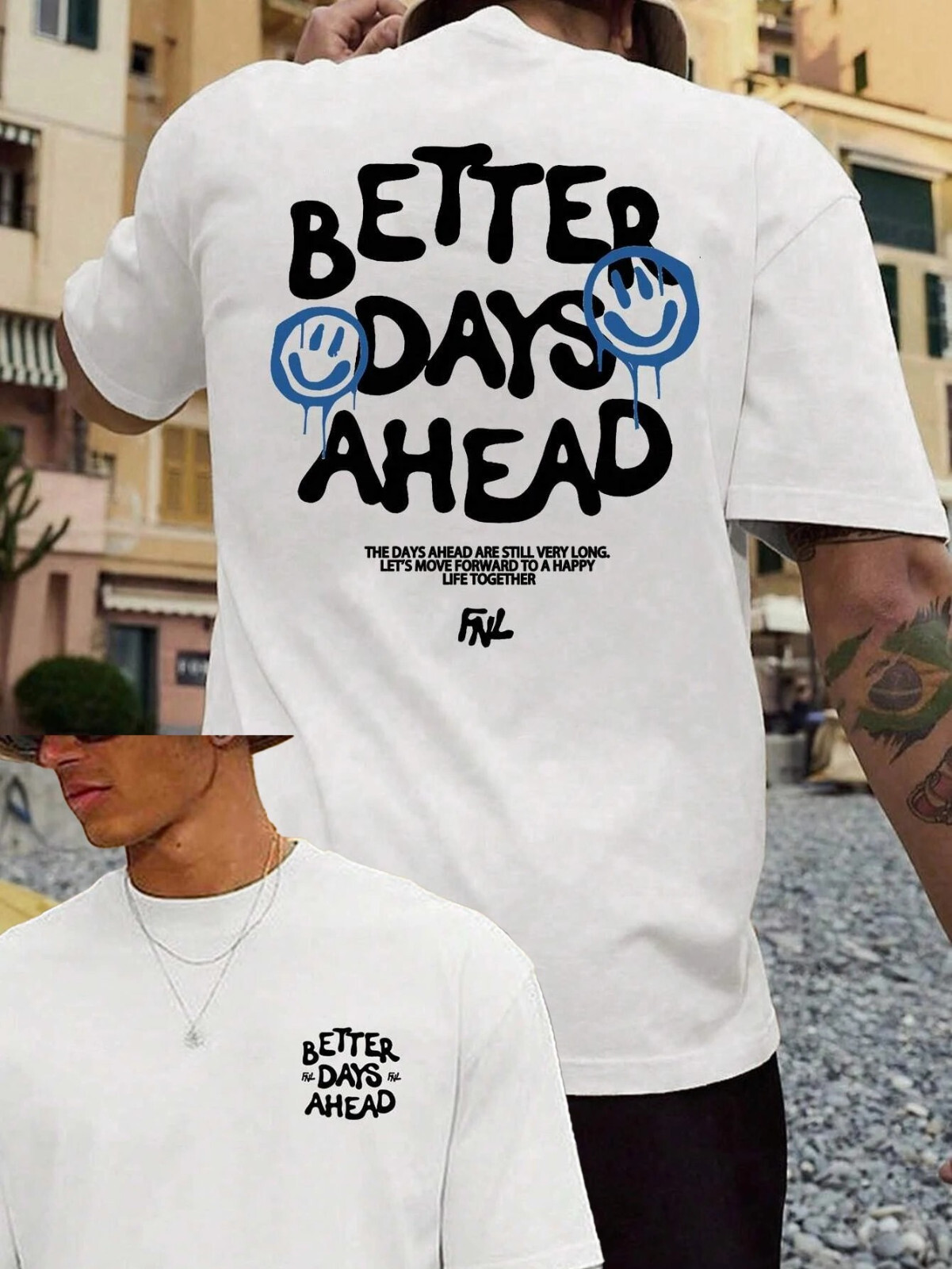 « Better Days Ahead » Printed Loose Fit Men&rsquo;s Cotton Tshirt For Summer Streetwear
