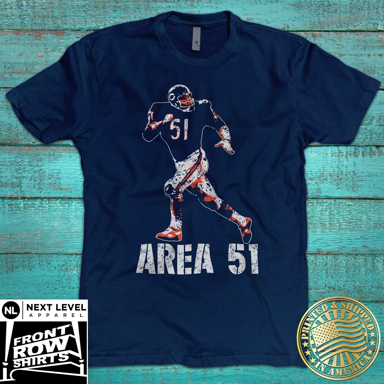 CHICAGO FOOTBALL DICK BUTKUS « AREA 51 » T-SHIRT