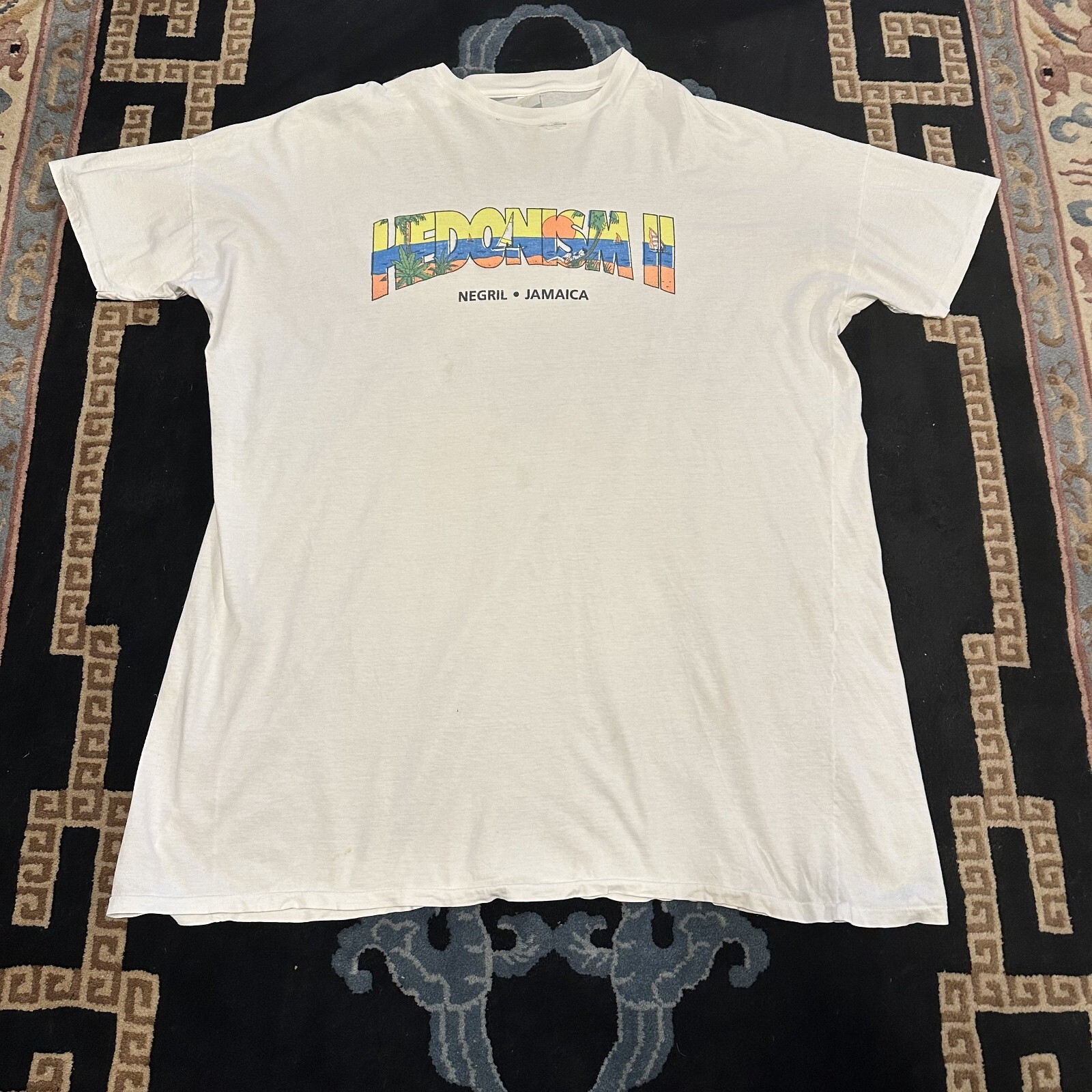 VINTAGE Hedonism II Resort Shirt Negril Jamaica Oversized Puff Print Tropical