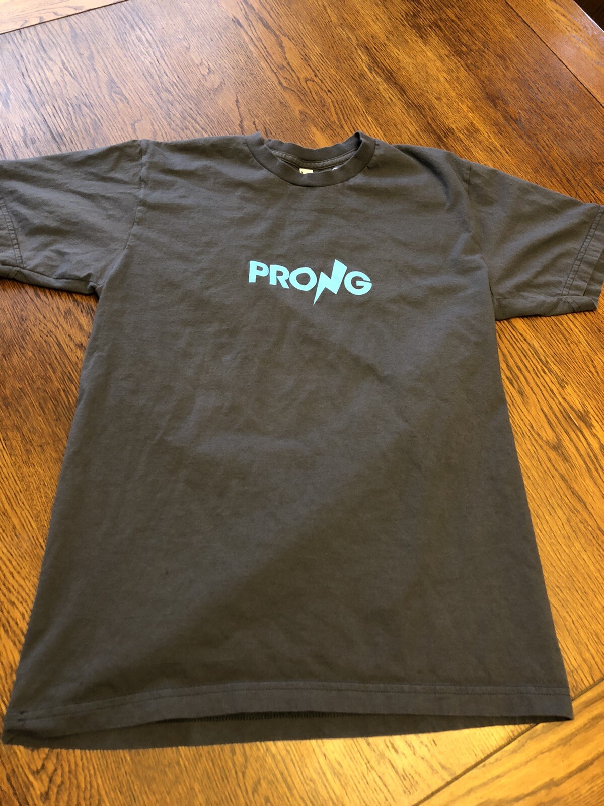 Prong.com Logo Cellphone Accessories Stay Charged Gray Graphic T-Shirt Size M