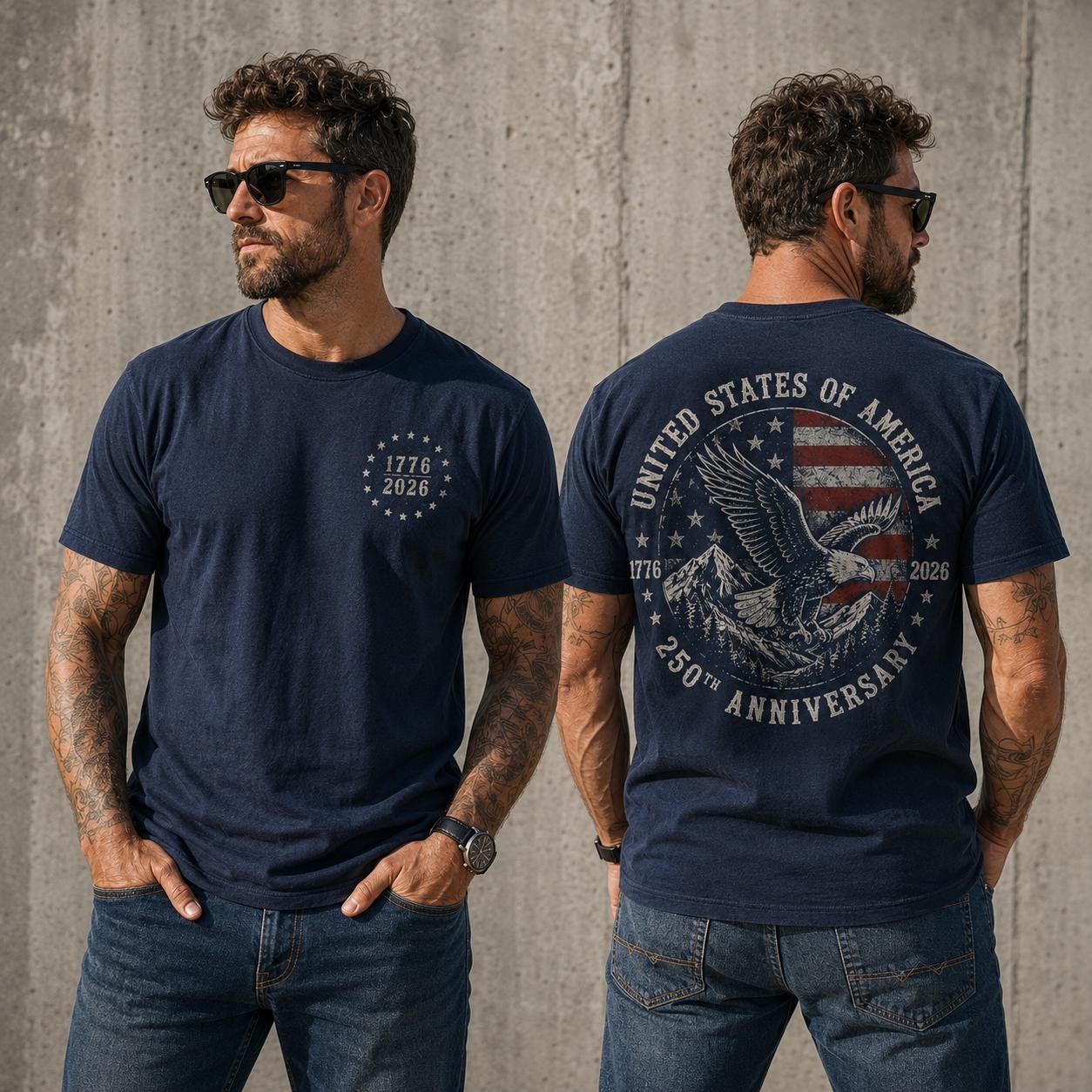 America 250th Anniversary Eagle Shirt 1776-2026 Patriotic Mens Tee
