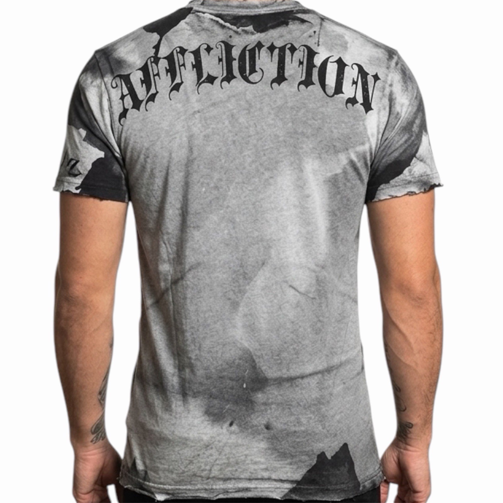 $58 AFFLICTION Black PUPPET MASTER Short Sleeve Slim Fit Y2K MMA Elite T-shirt
