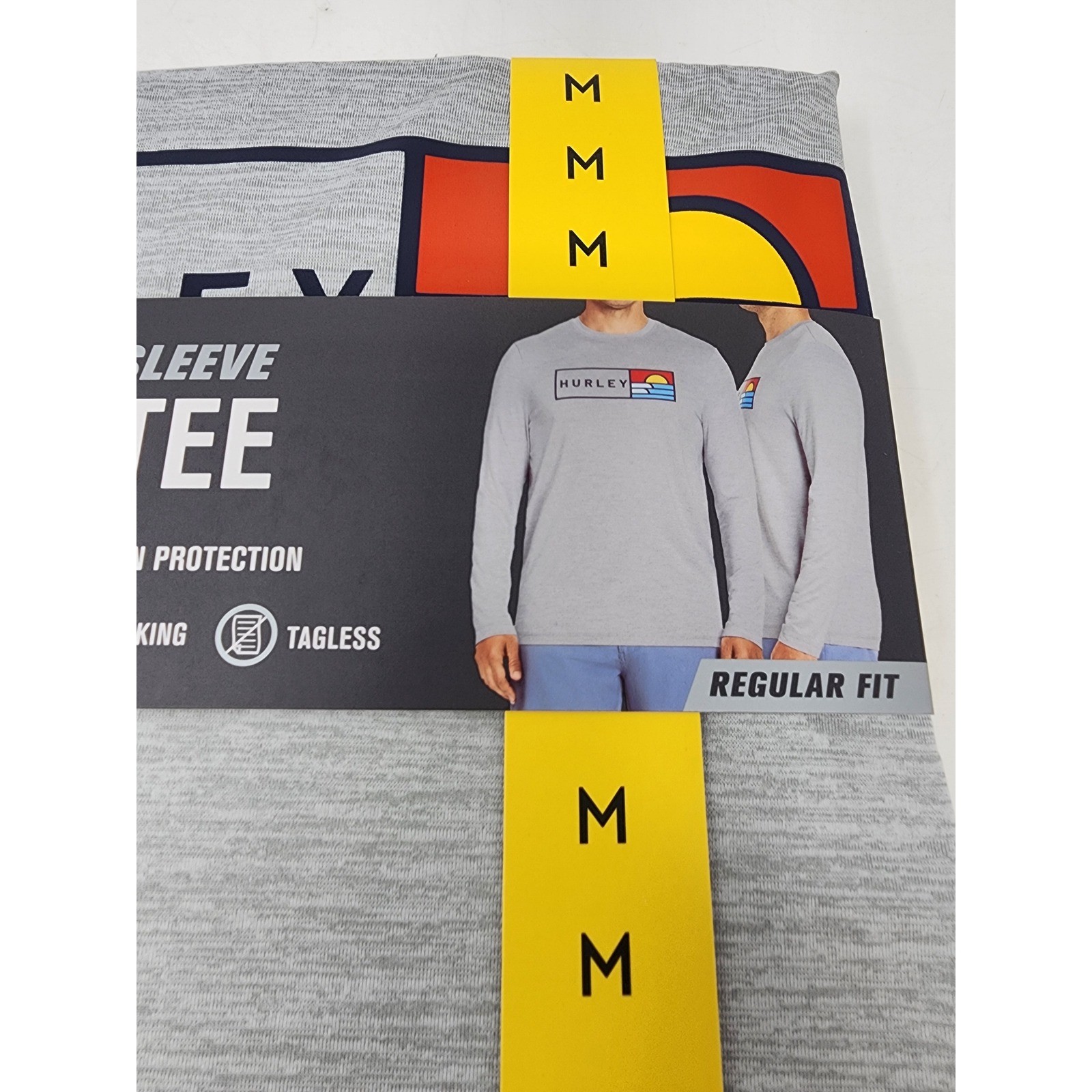 Hurley Mens UV Tee Long Sleeve Shirt Gray Poly Blend Athletic Relaxed Size M