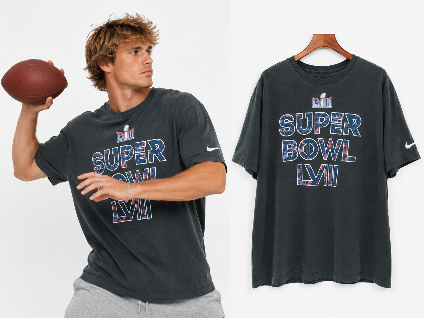 Nike Super Bowl LVII Men&rsquo;s Large Charcoal Dark Gray Floral Graphic T-Shirt L NFL