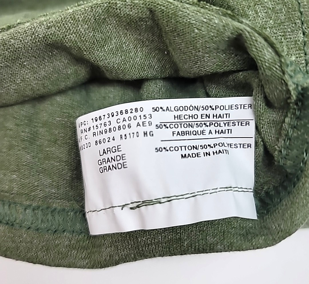 Hanes Men&rsquo;s Size Large Heather Olive Green Crew Neck T-Shirt Cotton Blend