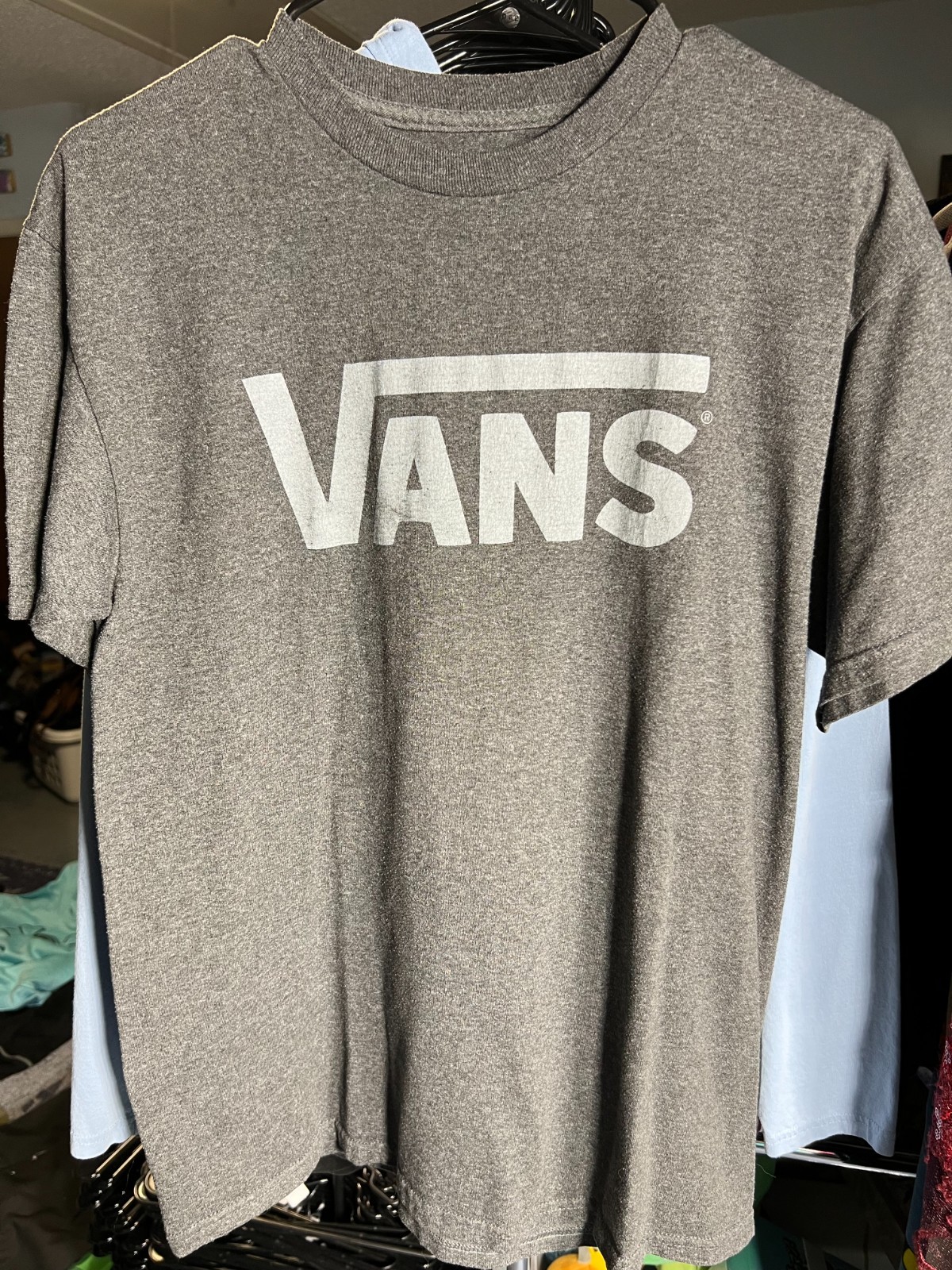 VANS Classic Logo Grey Tee T-Shirt SZ Medium