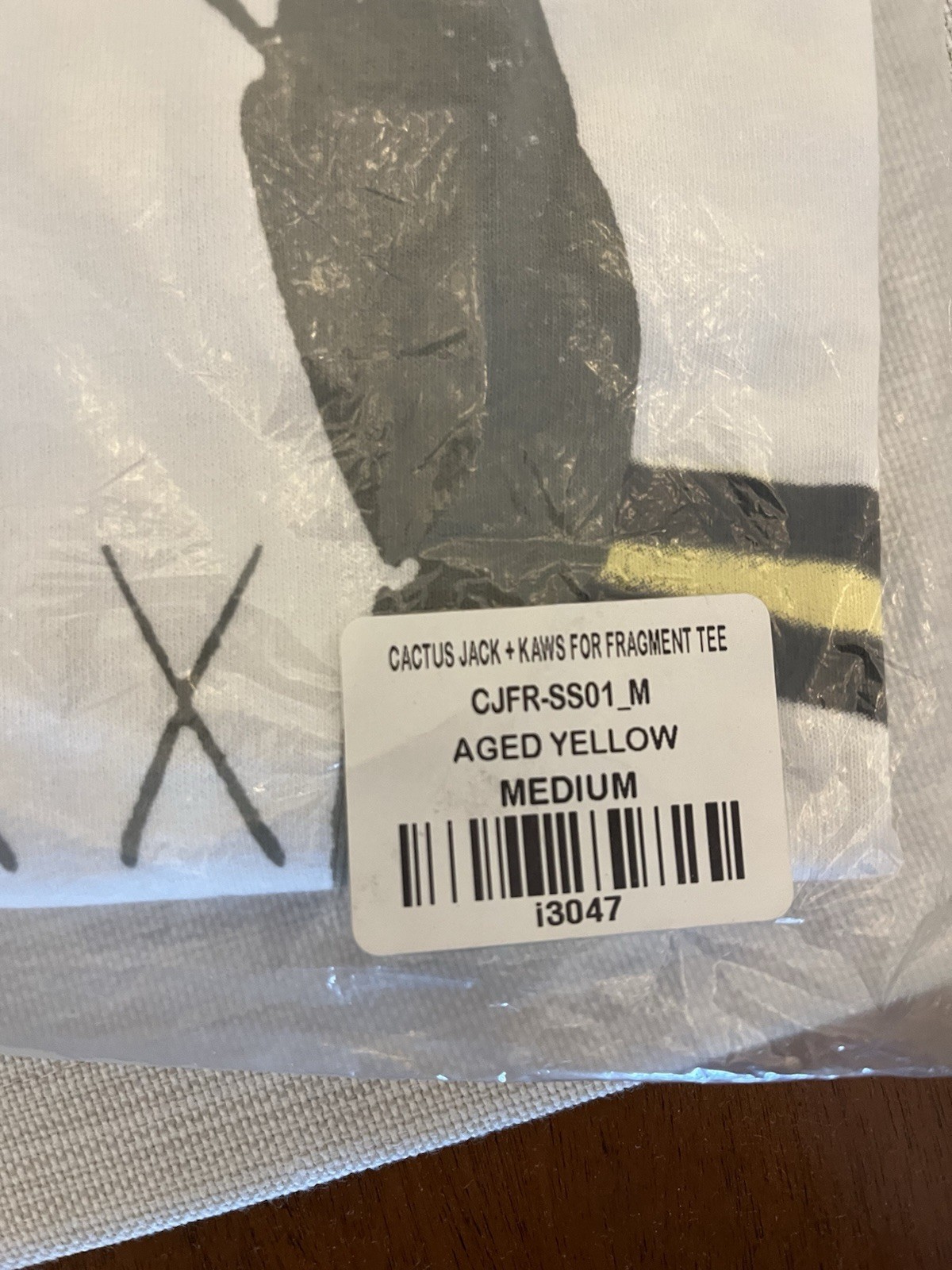 Cactus Jack x KAWS for Fragment Tee Yellow Men’s Crew Neck T-Shirt M CJFR-SS01_M