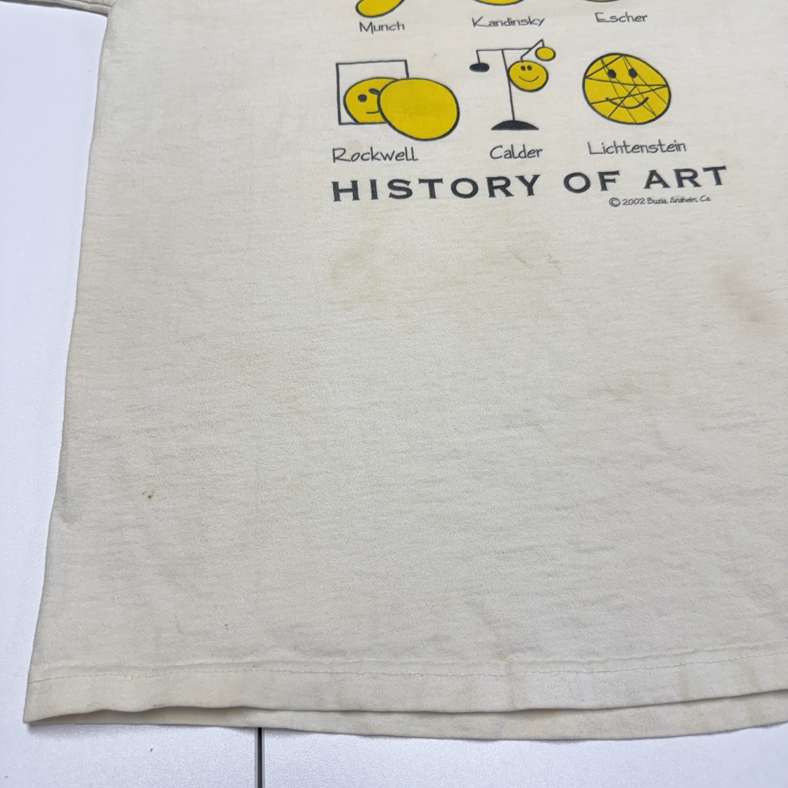 Vintage Smiley Face History of Art T Shirt Large Short Sleeve Y2K 2002 Painter