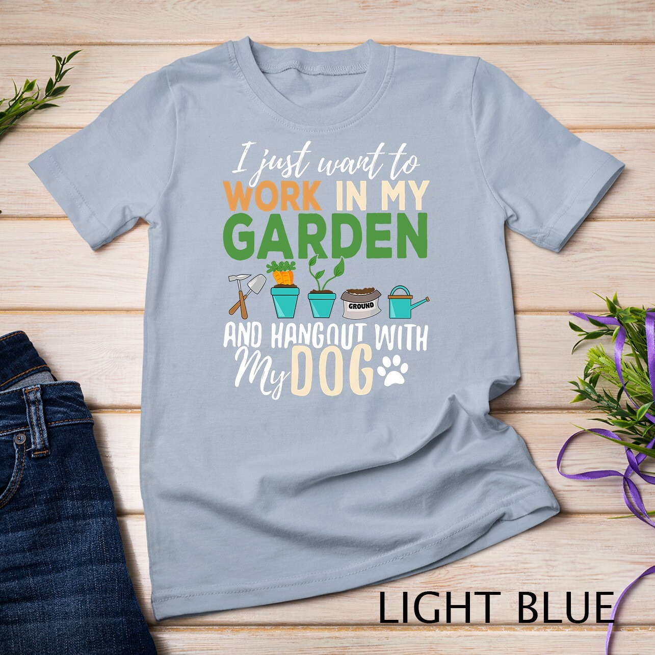 Gardening T-Shirt Dog Lover Gardener Garden Pet Gift Plants Unisex T-shirt
