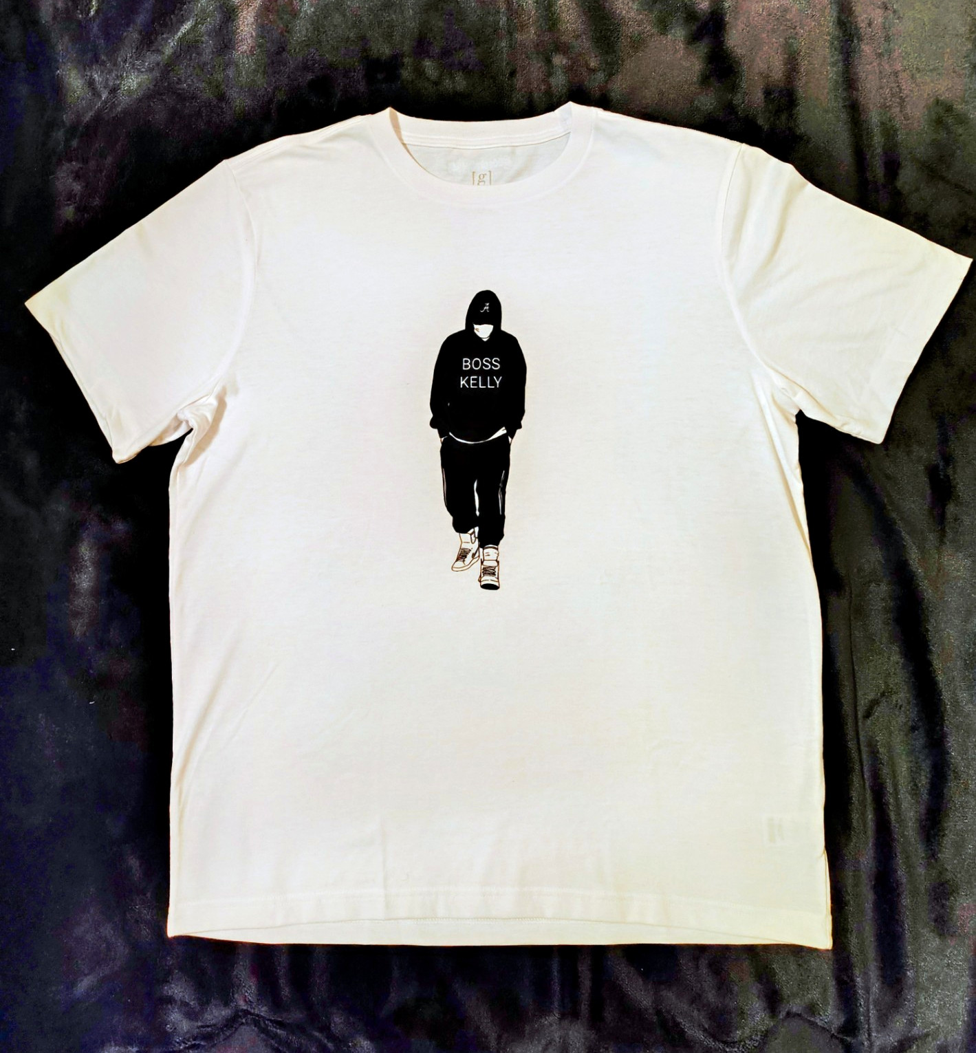 White « Boss Kelly » Logo Cotton Crew Neck Short Sleeve T-Shirt ( S,M,L,XL ,2XL)