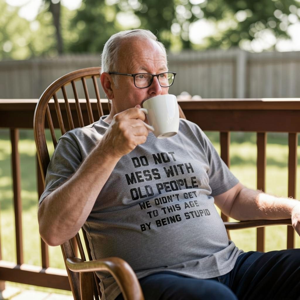 Mens Do Not Mess With Old People Tshirt Funny Over The Hill Senior Citizen