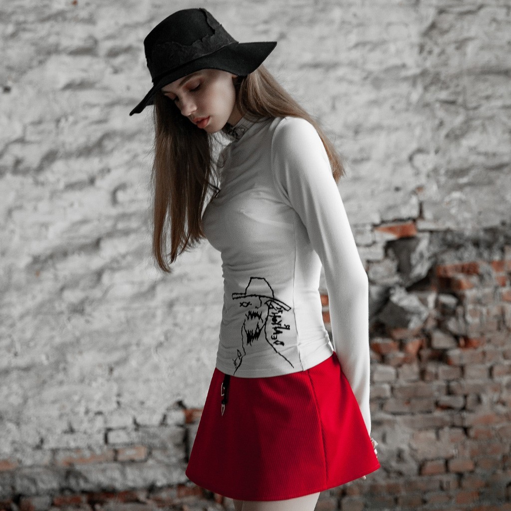 PUNKRAVE Stand-collar long-sleeve T-shirt OPT-298W