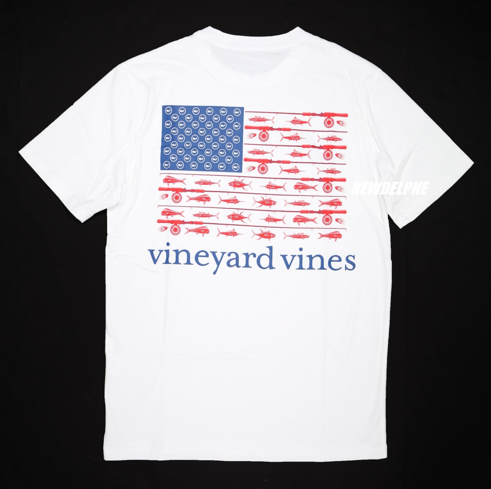 NWT Vineyard Vines Men SS Whale Pocket Crew T-Shirt Tee « FLAG REEL » Edition