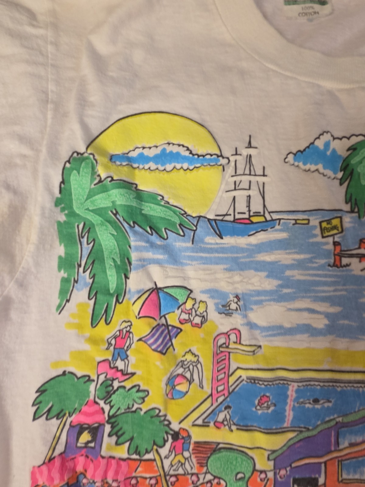 1980’s Palm Beach Resort Single Stitch T-Shirt Neon Colors Florida Sz S/M