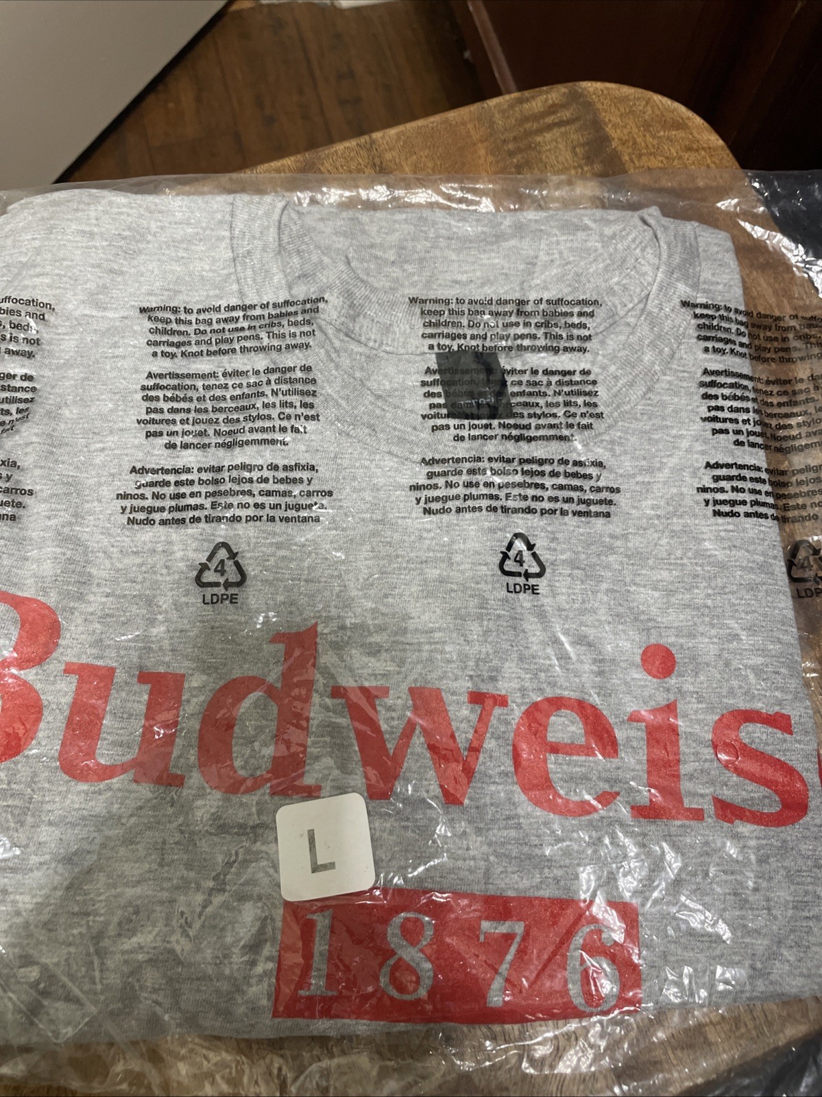 Budweiser 1876 T Shirt Adult L gray and red Hanes crew neck mens large