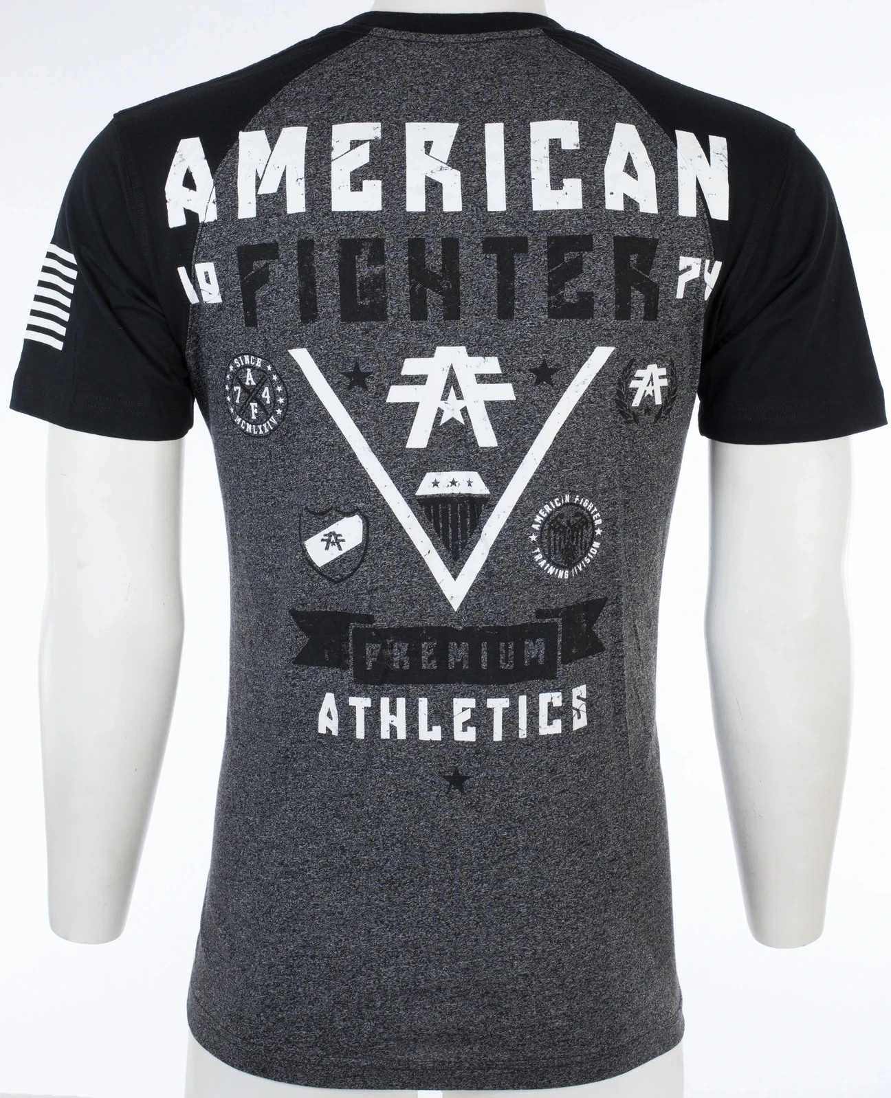 American Fighter Mens T-Shirt MICHIGAN Athletic BLACK GREY Biker MMA