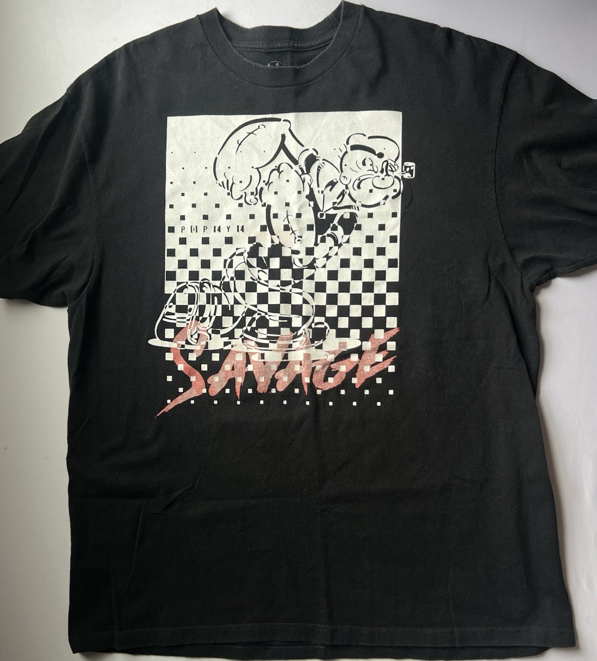 Shaka Wear Men&rsquo;s Black Popeye Savage Graphic Logo Crew Neck T-Shirt XL