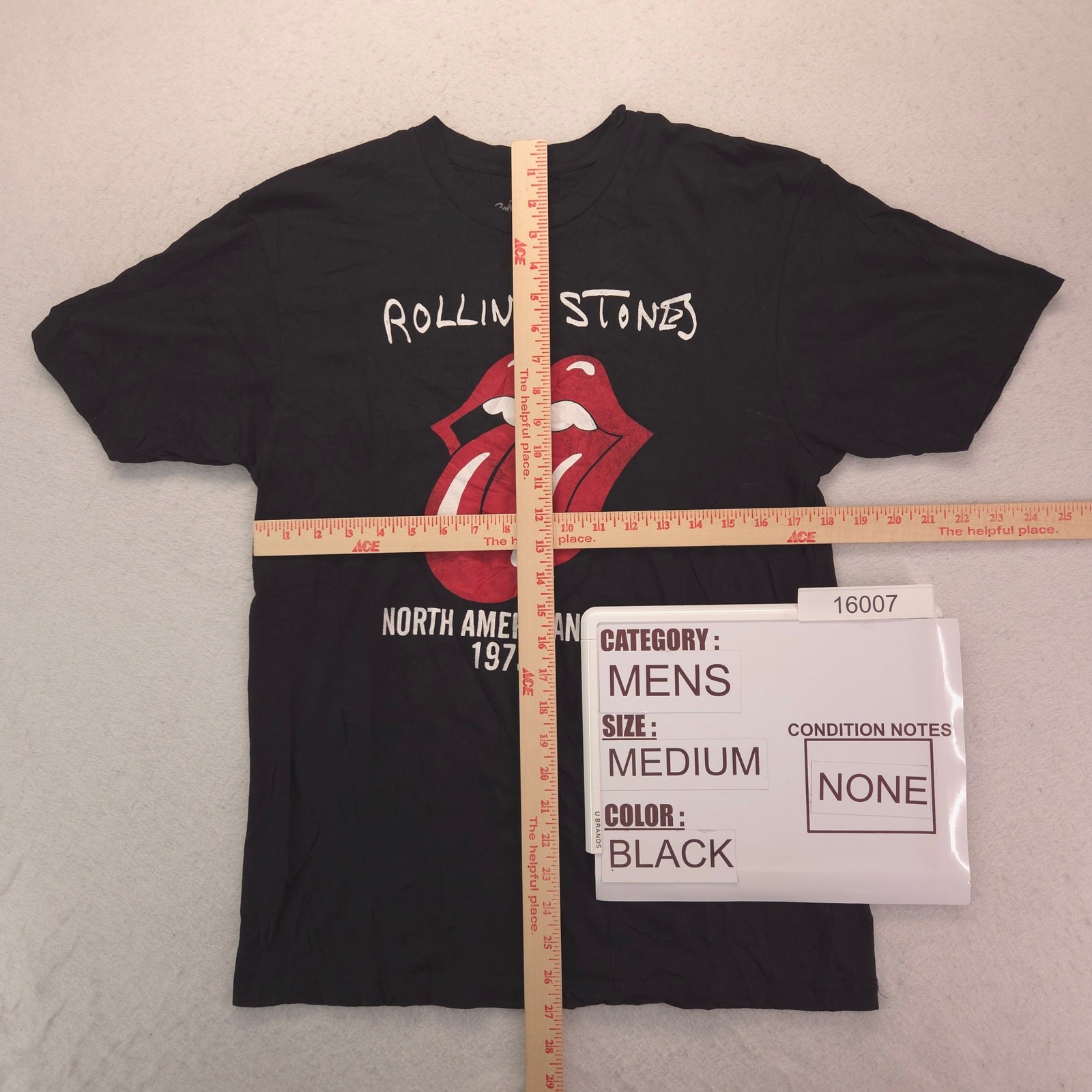 The Rolling Stones North American Tour 1975 Band Shirt Mens Size M Black 16007